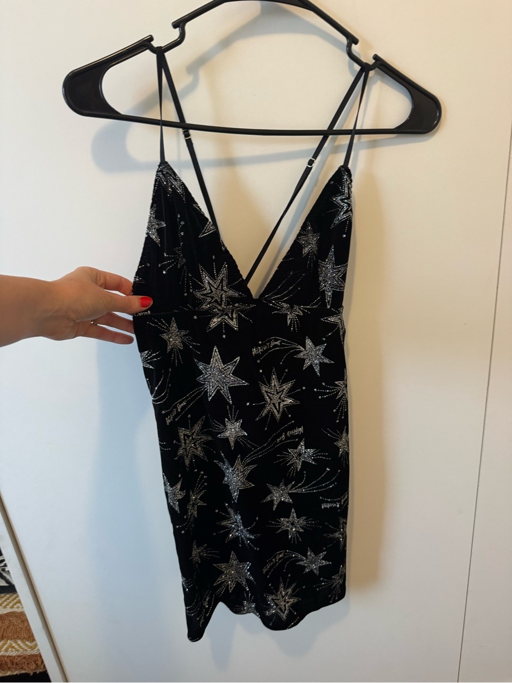 Victoria’s Secret Black Star-Embellished V-Neck Slip Dress